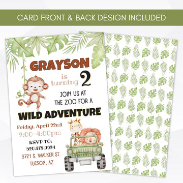 zoo themed birthday invitation template